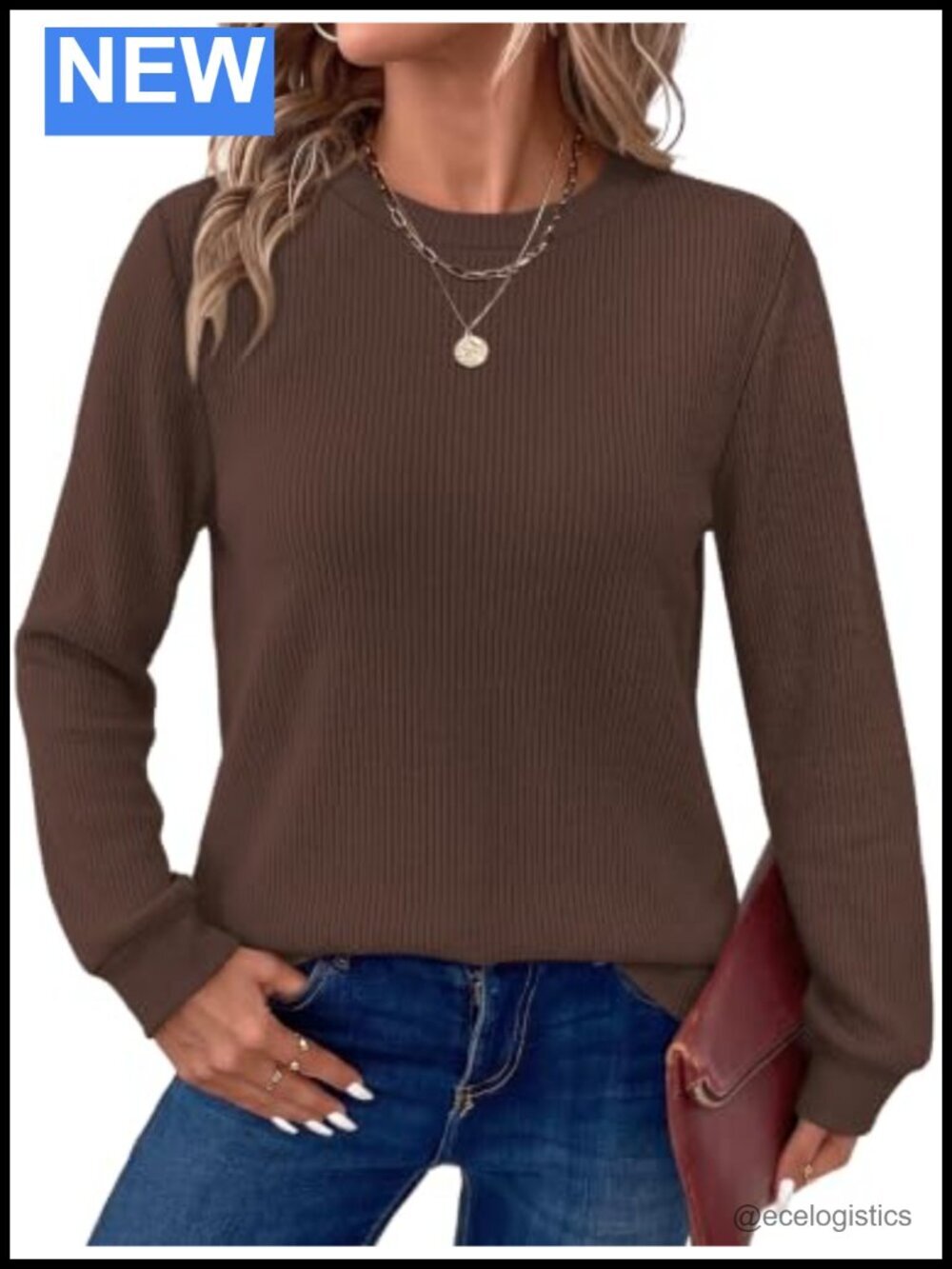 Long Sleeve Tunic Crew Neck Cozy Sweater Ribbed Pullover